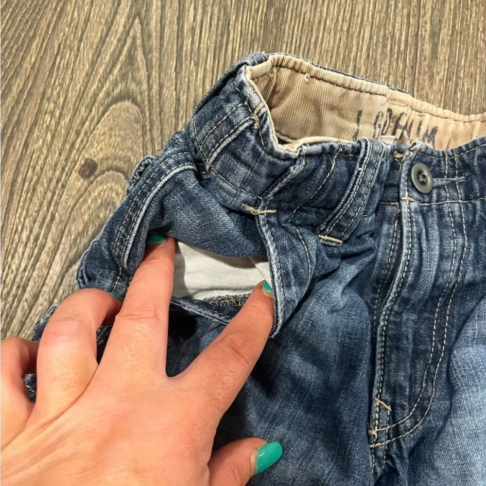 Gap Kids Boys Denim Shorts Cargo Pockets Slim Fit Cotton Dark Wash Blue Size 8